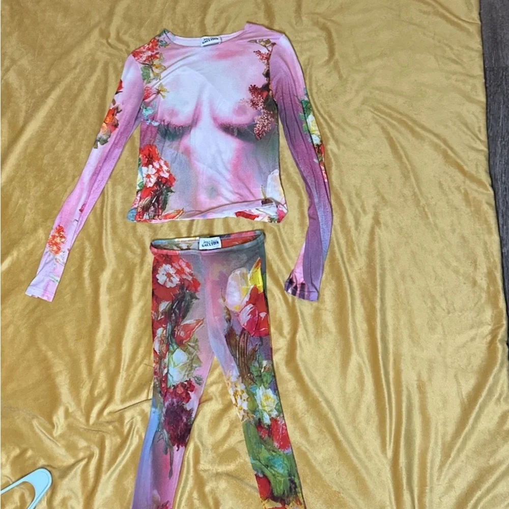 Floral Long Sleeve Top - Pink and Pants - Picture 3 of 4